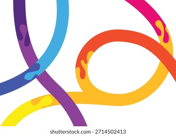 Líneas onduladas Abstractas del arco iris. Cintas de garabatos de celebración de Vector. Líneas de colores de neón de remolino. Fondo con Formas de curva de degradado