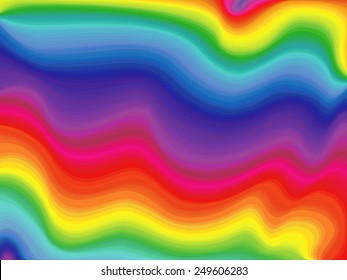 Abstract wavy rainbow, pattern with visible spectrum colors, hand drawing vector illustration