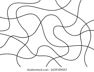 Abstract wavy random black line, Zaha Hadid curve architecture style.