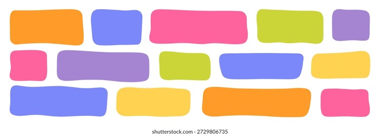 Quadro retangular ondulado abstrato e brincalhão caixa de texto rabiscar, formas orgânicas irregulares e divertido mão desenhado bordas para banners criativos. Ilustração vetorial isolada sobre fundo branco.