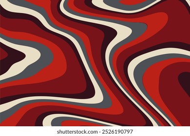 Fundo vermelho ondulado abstrato com curvas de gradiente suaves, apresentando ondas fluidas em vários tons de azul. Perfeito para designs modernos, adicionando um efeito visual calmo e fluente.