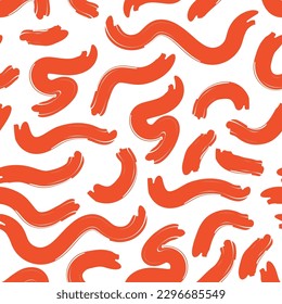 Abstract wavy red brush stroke pattern design on white background