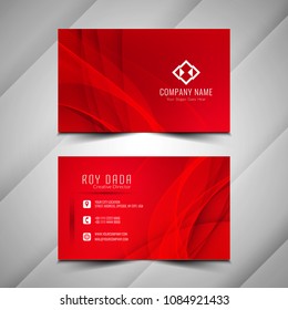 Abstract wavy red business card template design