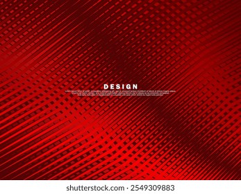 Abstract wavy red glowing geometric lines on red background. Modern shiny gradient red futuristic pattern. Futuristic technology concept, for covers, posters, banners, brochures, websites, etc.