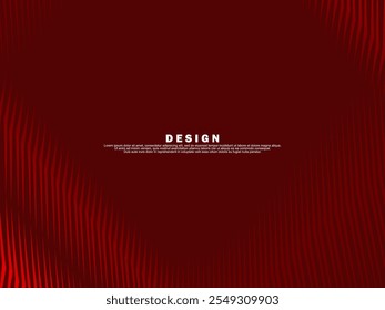 Abstract wavy red glowing geometric lines on red background. Modern shiny gradient red futuristic pattern. Futuristic technology concept, for covers, posters, banners, brochures, websites, etc.