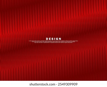 Abstract wavy red glowing geometric lines on red background. Modern shiny gradient red futuristic pattern. Futuristic technology concept, for covers, posters, banners, brochures, websites, etc.
