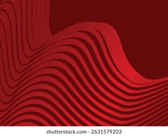 Abstract wavy red glowing geometric lines on red background. Modern shiny gradient red futuristic pattern. Futuristic technology concept, for covers, posters, banners, brochures, websites, etc.	
