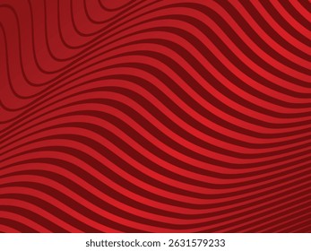 Abstrakte wellenförmige rot leuchtende geometrische Linien auf rotem Hintergrund. Modernes glänzendes Farbverlauf rot futuristische Muster. Futuristisches Technologiekonzept, für Cover, Poster, Banner, Broschüren, Websites usw.	
