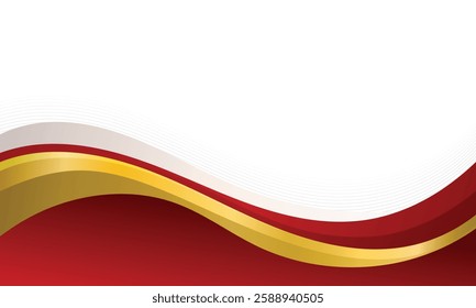 Abstract wavy red and gold border luxury banner background