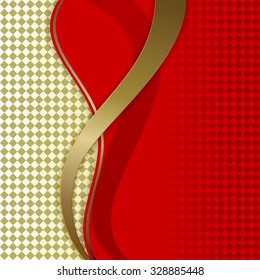 Abstract wavy red and golden vector background.