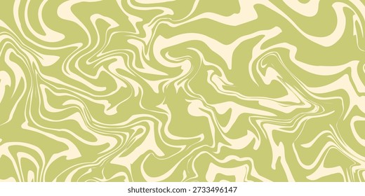 Fundo psicodélico ondulado retro groovy abstrato. Ilustração vetorial de formas orgânicas líquidas dinâmicas no estilo hippie da década de 1970. eps 10