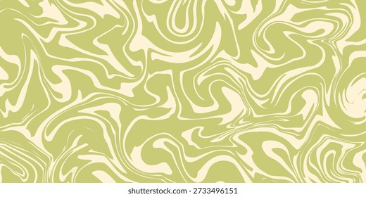 Fundo psicodélico ondulado retro groovy abstrato. Ilustração vetorial de formas orgânicas líquidas dinâmicas no estilo hippie da década de 1970. eps 10
