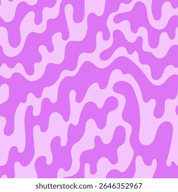 Abstract wavy retro groovy seamless pattern. Vector background with psychedelic dynamic liquid shapes in 1970s hippie style