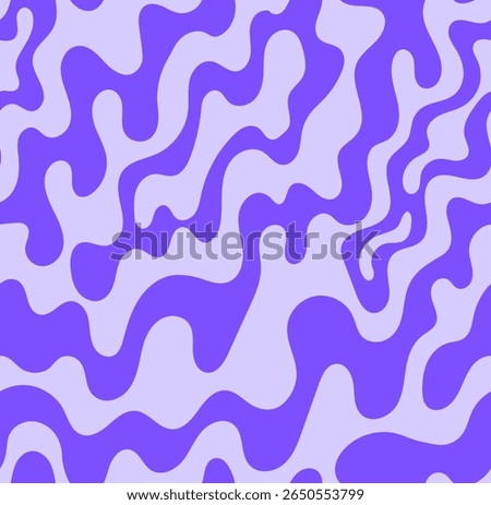 Abstract wavy retro groovy seamless pattern. Vector background with psychedelic dynamic liquid shapes in 1970s hippie style
