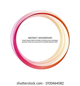 Abstract wavy round frame on white background, magenta red color, design element