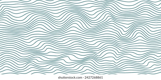 Abstract wavy seamless pattern. Seamless pattern with blue waves.