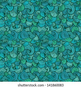 Abstract wavy seamless pattern. Decorative blue endless linear texture. template for design fabric, backgrounds, covers, wrapping paper, package