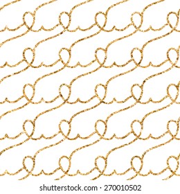 Abstract wavy seamless pattern of golden paint for texture. Vector illustration.