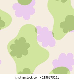 Abstract wavy seamless pattern in pastel color. Vector background with organic liquid shapes. Perfect for textile, fabric, wrapping paper. 90s, 00s aesthetic. Retro wavy background