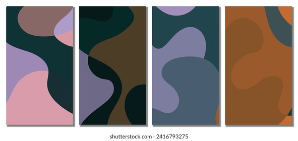 Abstract Wavy Set Background. Abstract Banner Background. Vector Illustration.