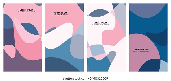 Abstract Wavy Set Background. Abstract Banner Background. Vector Illustration.