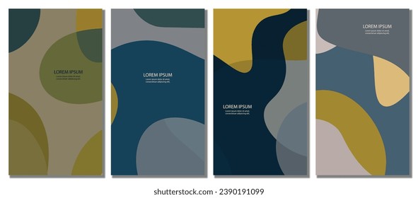 Abstract wavy set background. Design with dark color. Vector illustration.