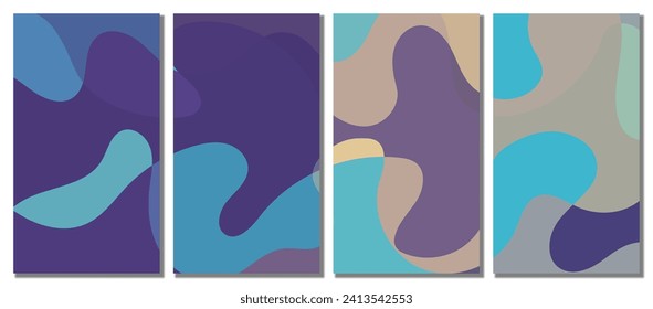 Abstract wavy set background. Design with dark color. Vector illustration.