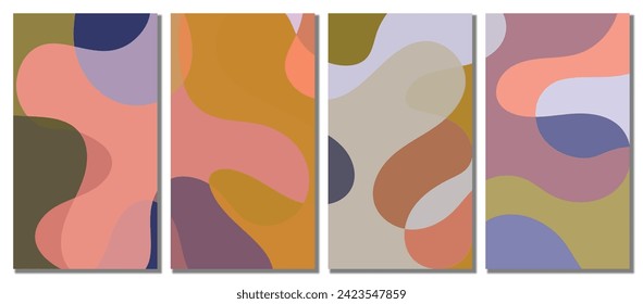 Abstract wavy set background. Design with dark color. Vector illustration.