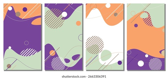 Abstract wavy set background. Abstract background. Vector illustration.