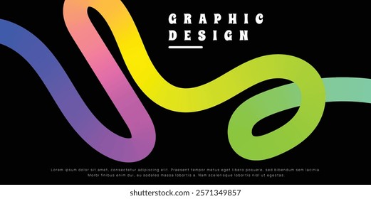 Abstract wavy shape with Colorful gradient. Vector illustration.