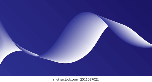 Abstract wavy shape with gradient vector abstract background. dark blue design curve line energy motion