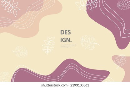 Abstract wavy shape with leaf lines background vector