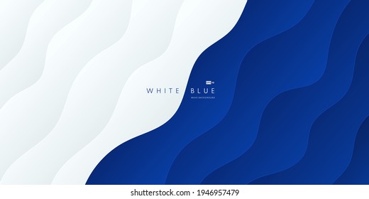 Abstract wavy shape on blue and white layer background, Modern curve pattern ocean color. Simple flat design .You can use for cover brochure template, poster, banner web, print. Vector illustration. svg