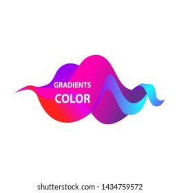 Abstract wavy shape. Red, pink, purple, blue gradient colors. Flux form, flowing liquid isolated on white background. Vector template for brochures, banners, posters, covers design