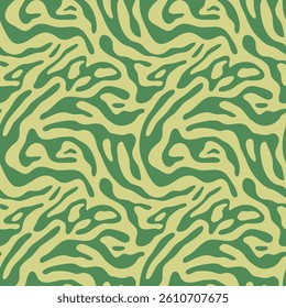 Abstract wavy shape seamless pattern illustration. Modern minimalist art print background of psychedelic curvy shapes on colorful pastel backdrop. Neon fashion fabric, liquid texture design