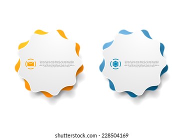 Abstract wavy shape sticker design. Vector background