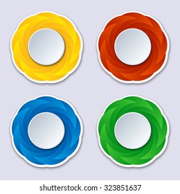 Abstract wavy shape sticker design. Vector background