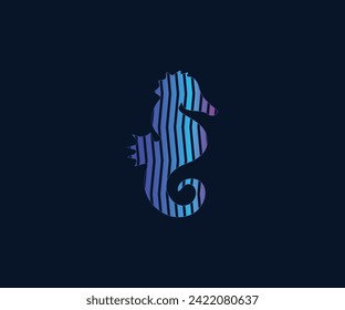 Abstract wavy shaped multi gradient design of sea horse in vector logomark