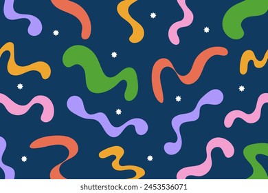 Fondo de Formas onduladas Abstractas. Coloridos Elementos magníficos. Ilustración vectorial dibujada a mano.
