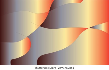 Abstract Wavy Shapes Background with Metallic Gradient - Layered Gold, Silver, and Brown Blend