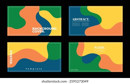 Abstract wavy shapes background template collection. Modern cover template set.
