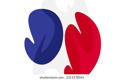 abstract wavy shapes centered france background. Vector illustration