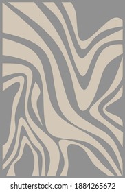 Abstract wavy shapes and pattern background and wall art. Cream and grey color. Vintages and retro style of wall art. Vector Ilustration can use for wallpaper, social media, poster and business.