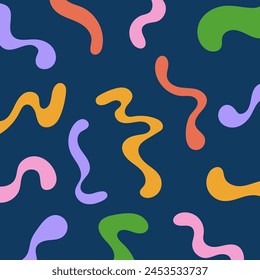 Abstract wavy shapes. Trendy groovy fluid elements. Colorful vector background.
