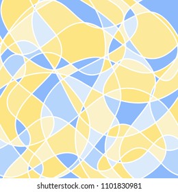 abstract wavy shapes. vector seamless pattern. yellow and blue background