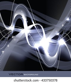 Abstract Wavy Shiny Background. Silver Sparkly Illustration.