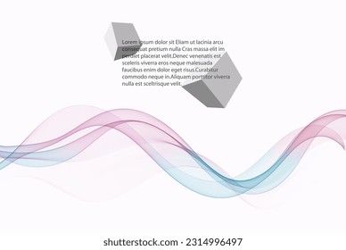 Abstract wavy smoky wave flow on white background.