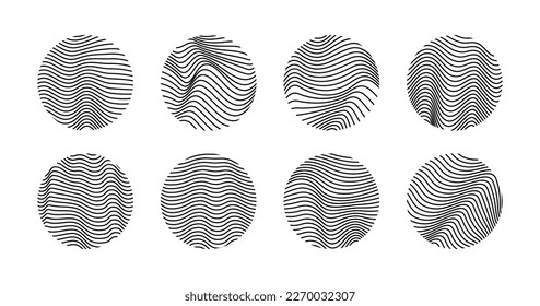 Abstract wavy spheres. Line mesh circles matrix network concept, minimal grid wireframe round shape. Dynamic vector set