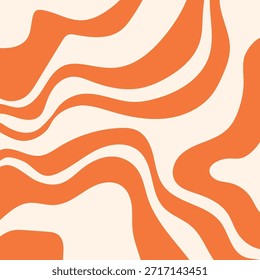 Abstractas fondo cuadrado ondulado en tonos cálidos naranjas. Formas fluidas retro inspiradas en el diseño psicodélico de los años 70 para carteles y marcas