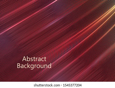 Abstract wavy square grid on a black background. Bright color gradient. Elegant background for wallpaper, banner, cover, flyer. Business template. Vector illustration